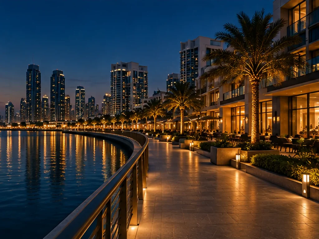 Waterfront promenade, early evening